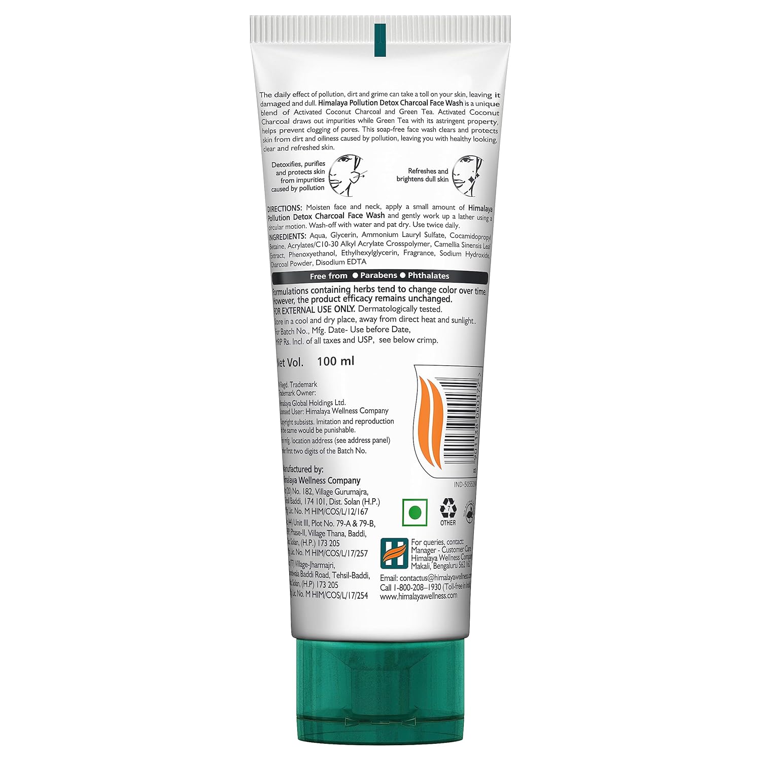 Himalaya Pollution Detox Charcoal Face Wash 100ml Green Tea