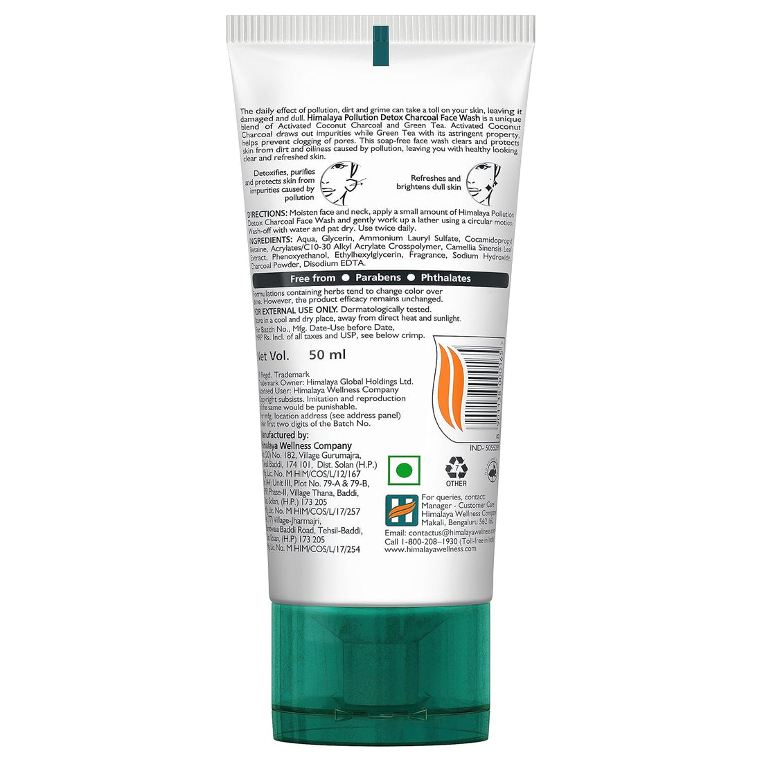 Himalaya Pollution Detox Charcoal Face Wash 50ml Green Tea