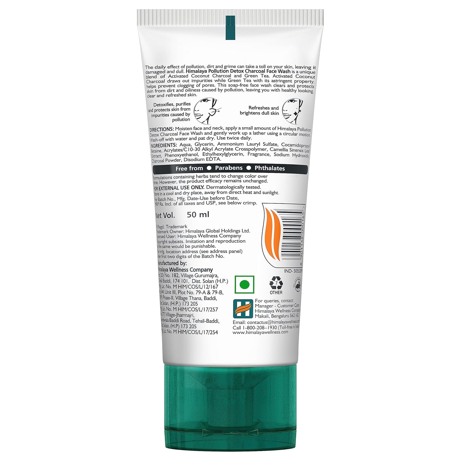 Himalaya Pollution Detox Charcoal Face Wash 50ml Green Tea