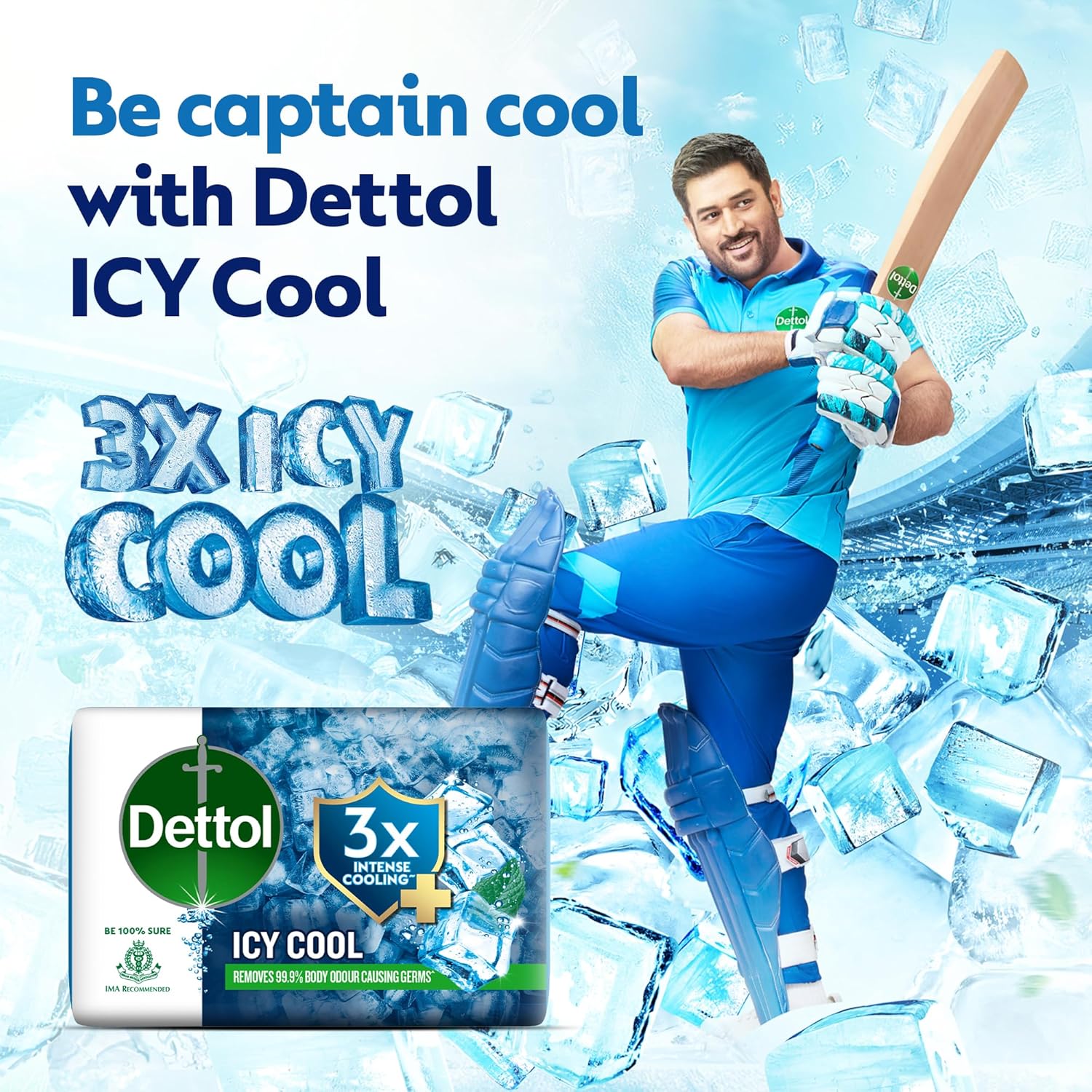Dettol Icy Cool Menthol Bath Soap 400g Pack of 4
