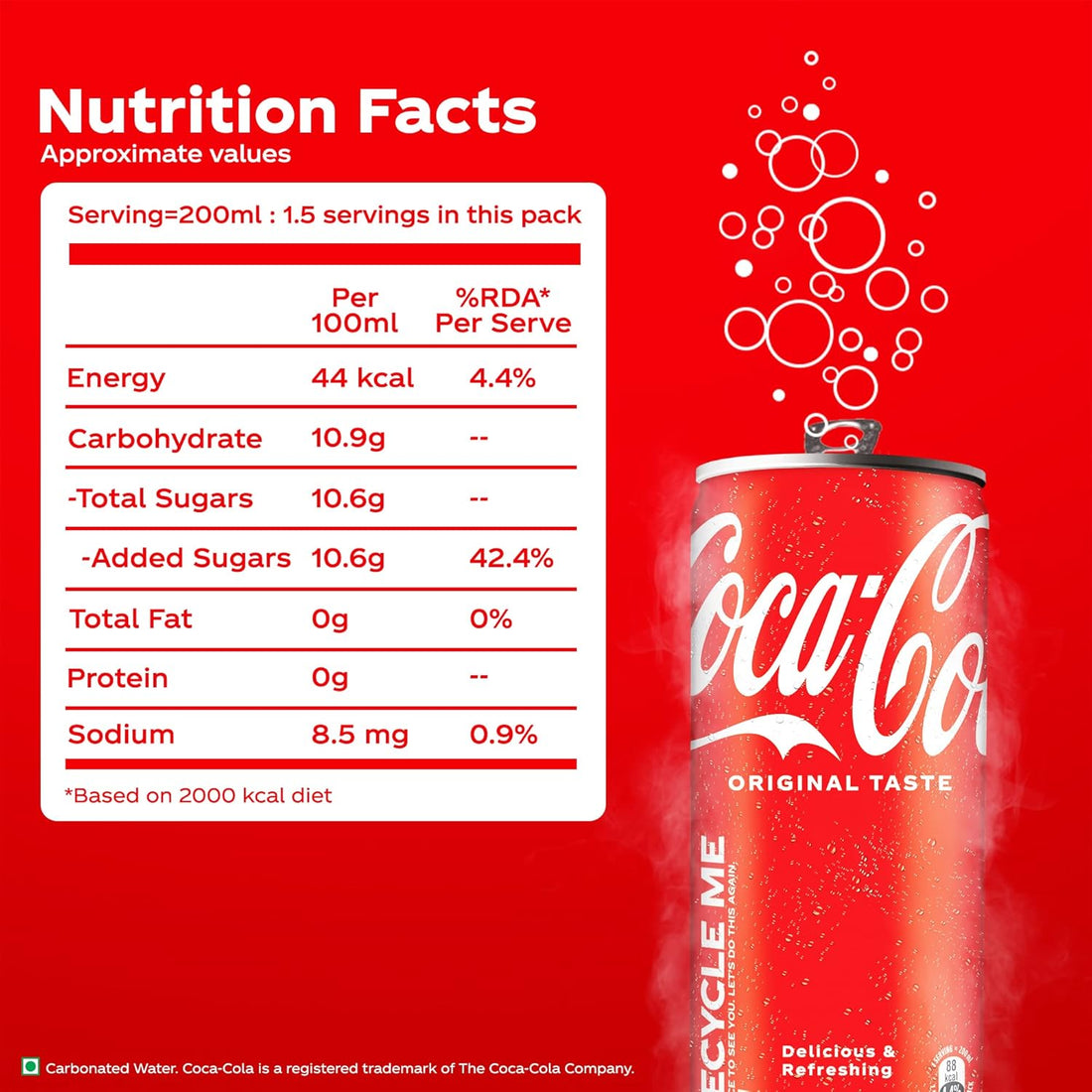 Coca-Cola Original 300ml Refreshing Cola Soft Drink Can