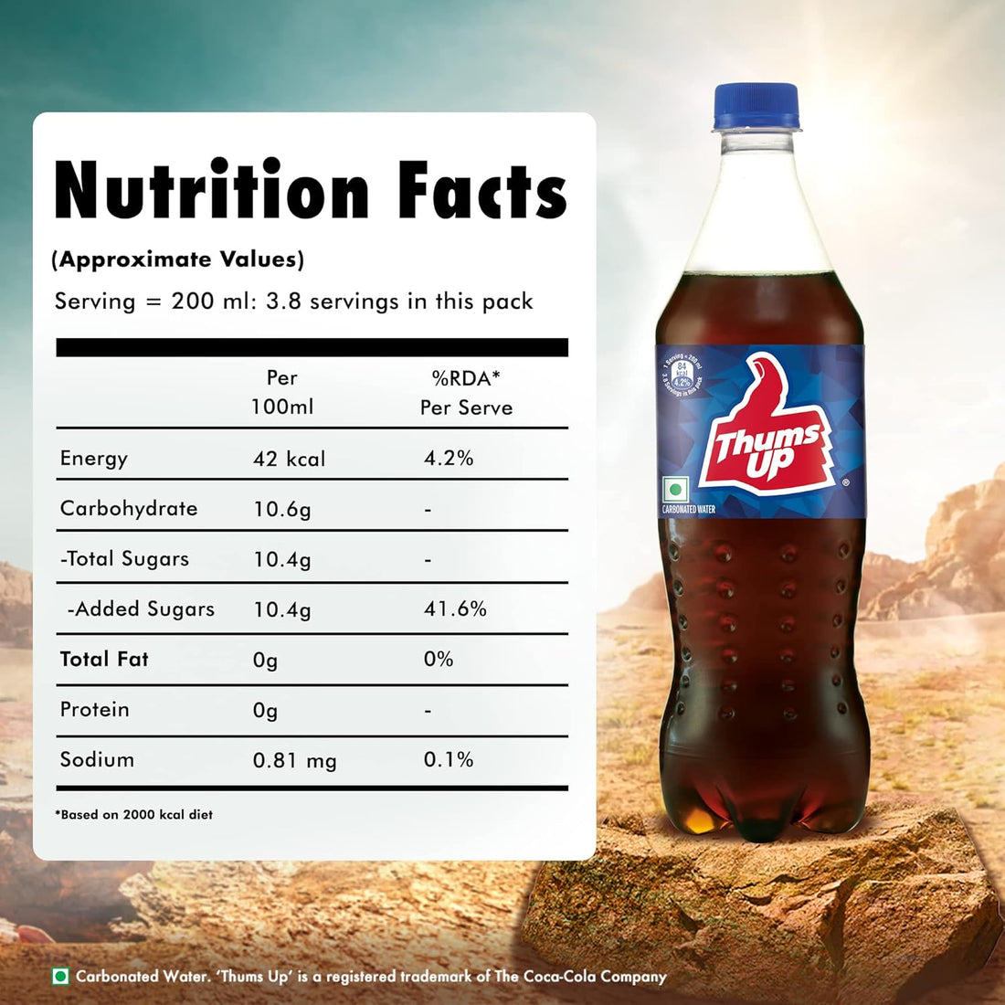 Thums Up Cola 750ml PET Bottle Strong Spicy Soft Drink