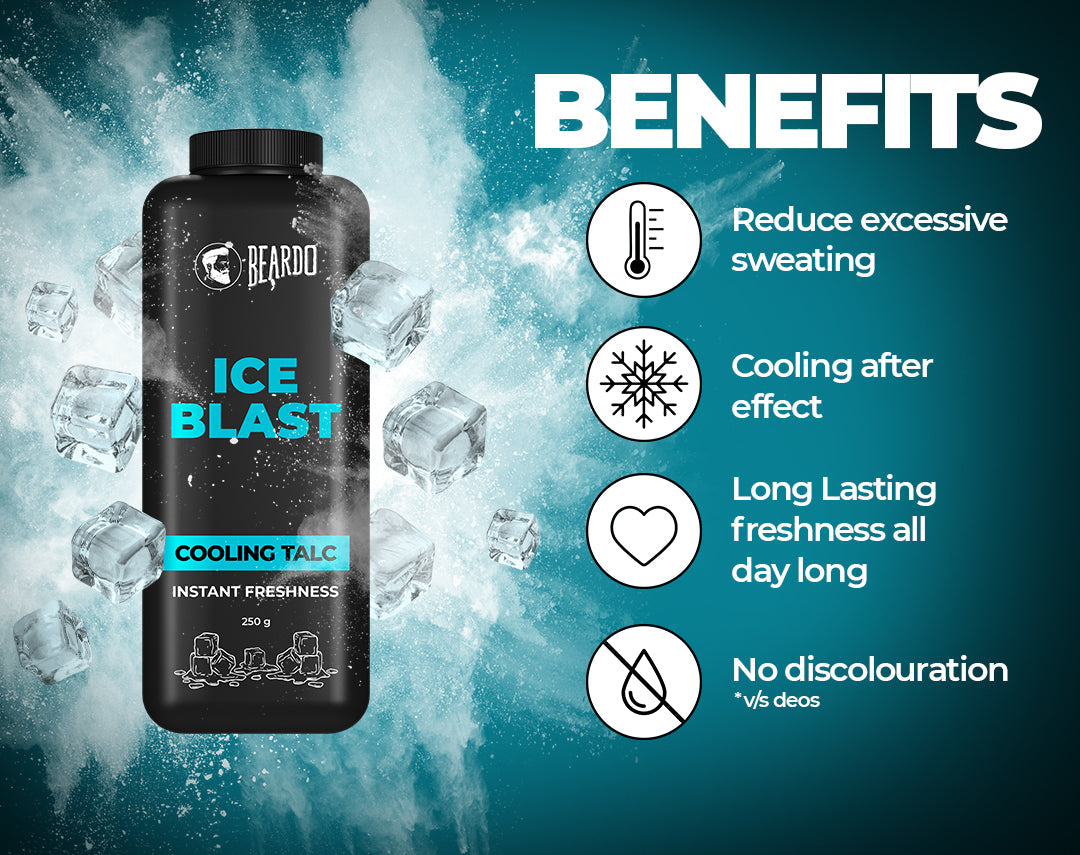 Beardo Ice Blast Cooling Talc for Instant Refreshing Comfort