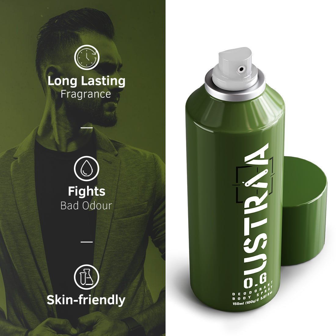 Ustraa O.G. & Black Deodorant Body Spray Combo: Long-Lasting Freshness, Odour Control for Men