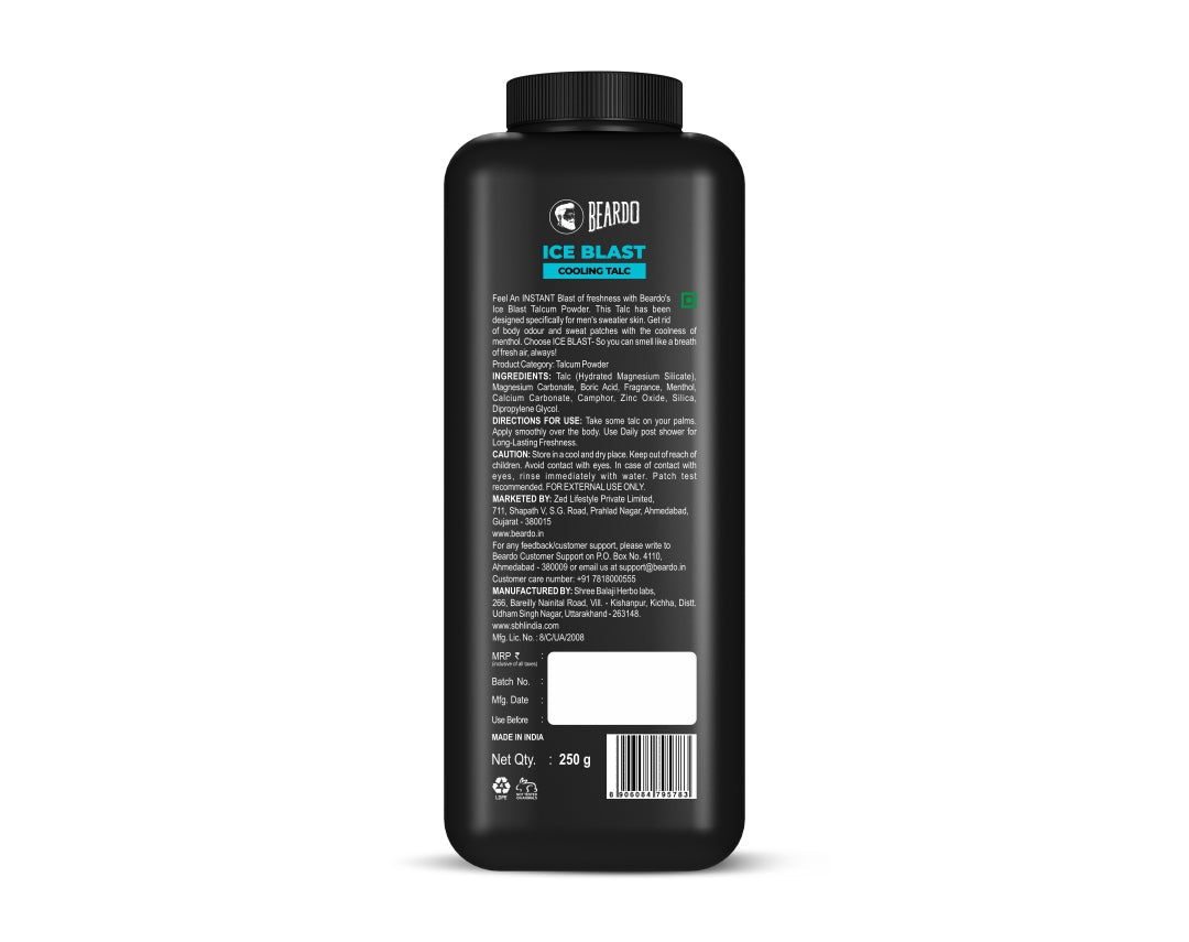 Beardo Ice Blast Cooling Talc for Instant Refreshing Comfort