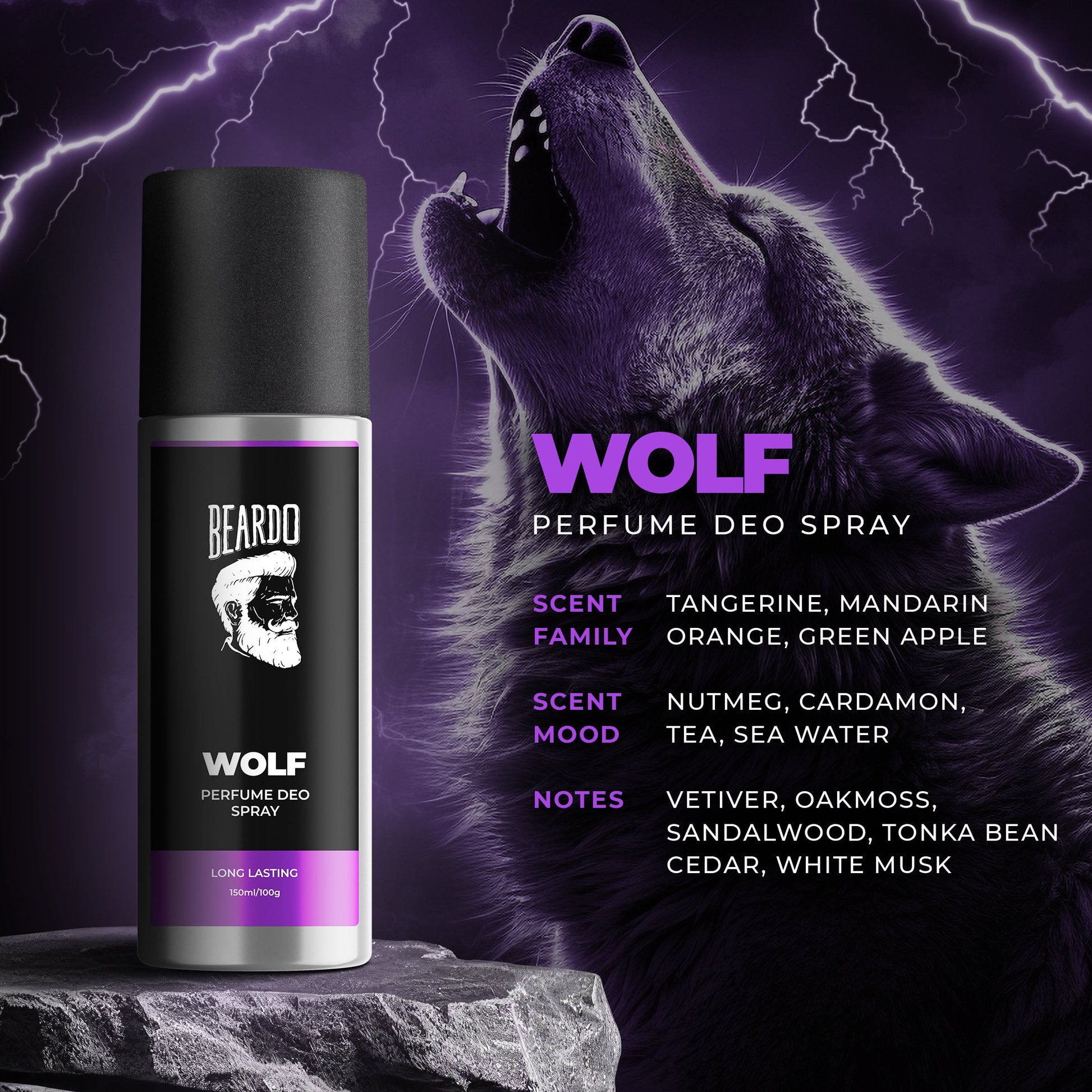 Beardo Wolf Perfume Deo Spray for Men - 150ml Long-Lasting