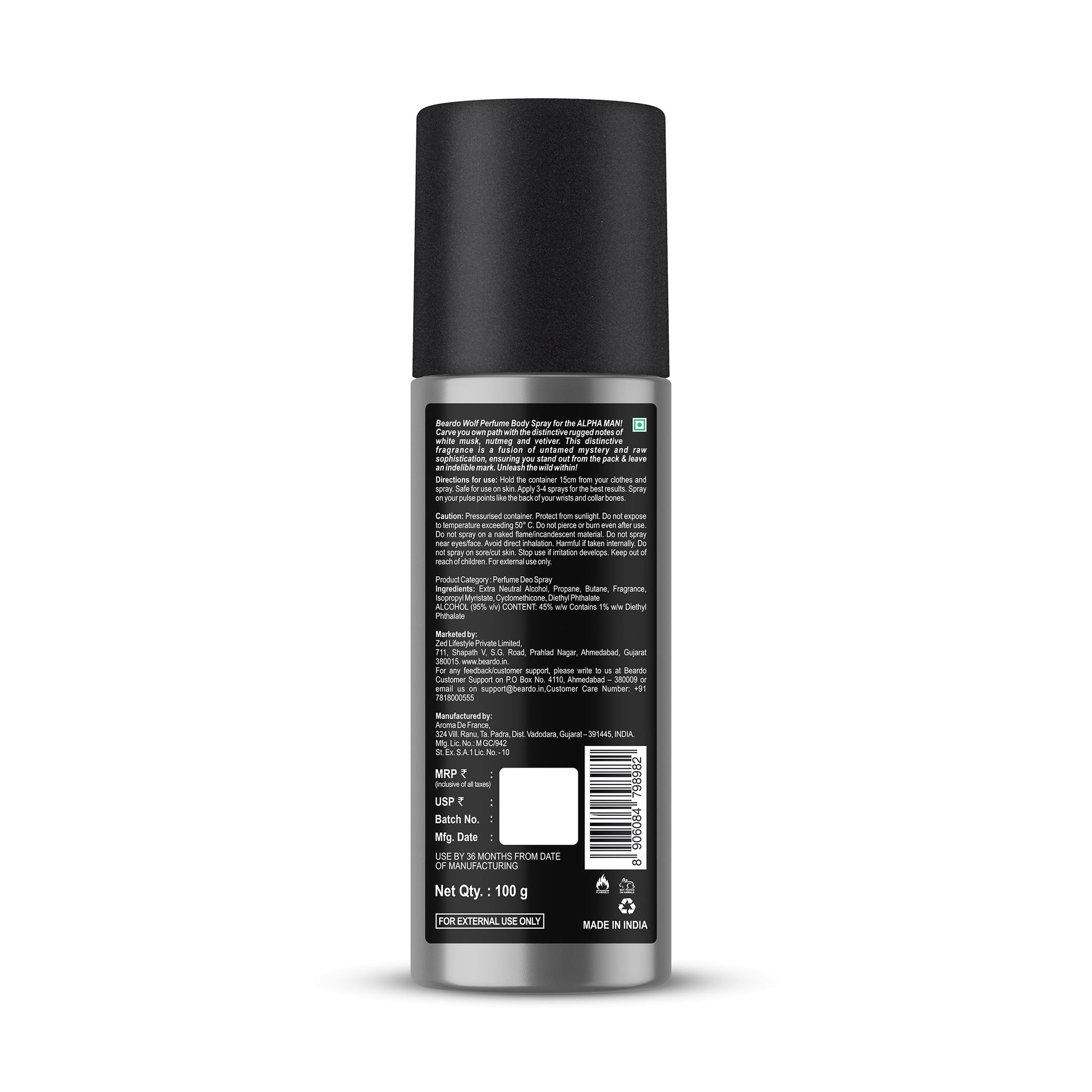Beardo Wolf Perfume Deo Spray for Men - 150ml Long-Lasting