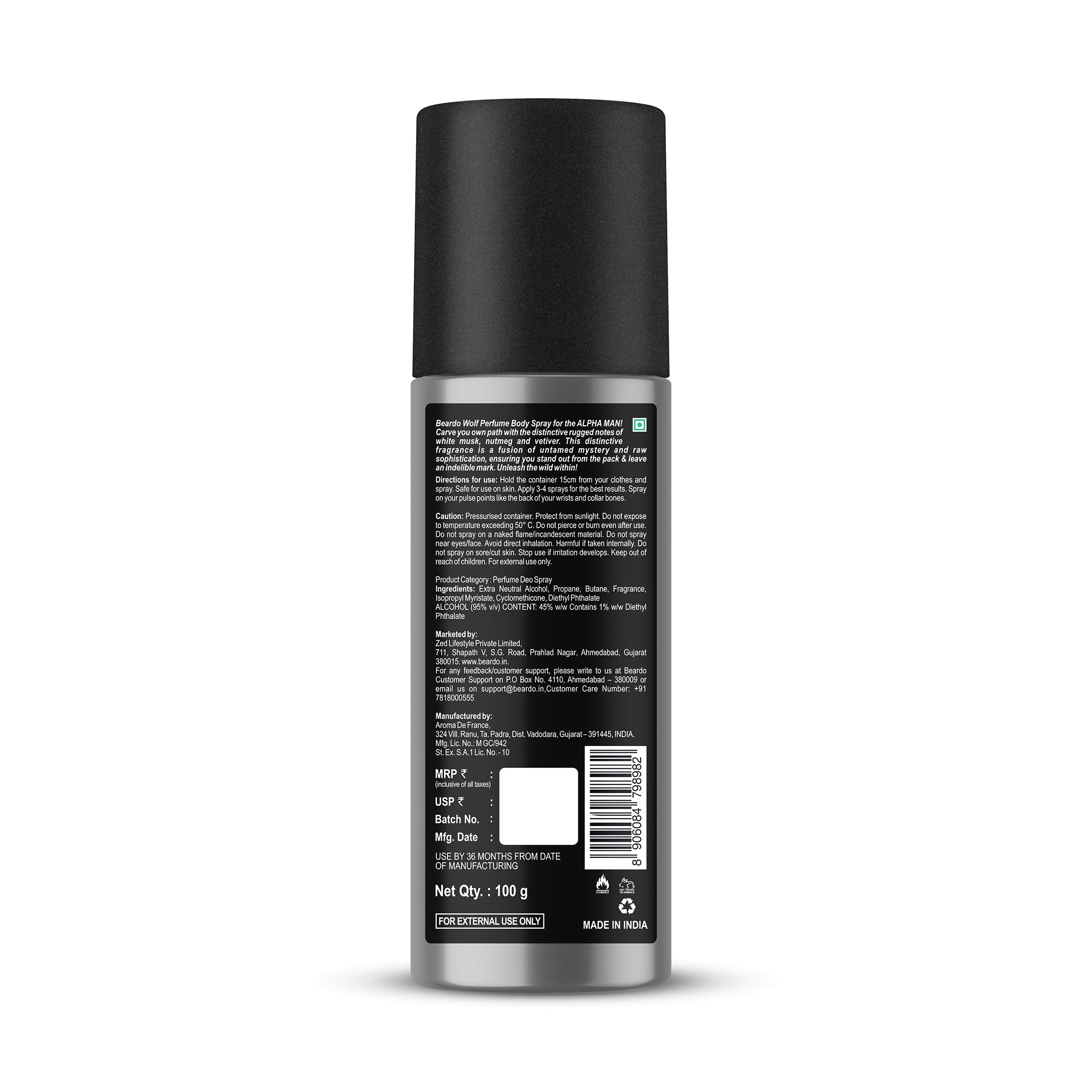 Beardo Wolf Perfume Deo Spray for Men - 150ml Long-Lasting