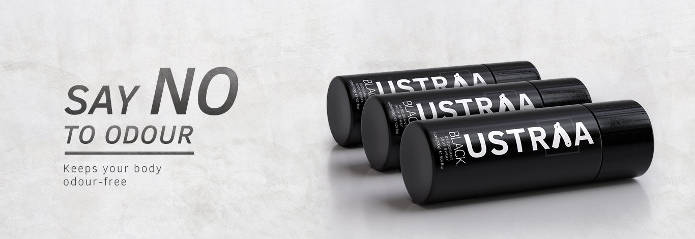 Ustraa Black Deodorant Body Spray for Men - 3x150ml Long-Lasting Freshness