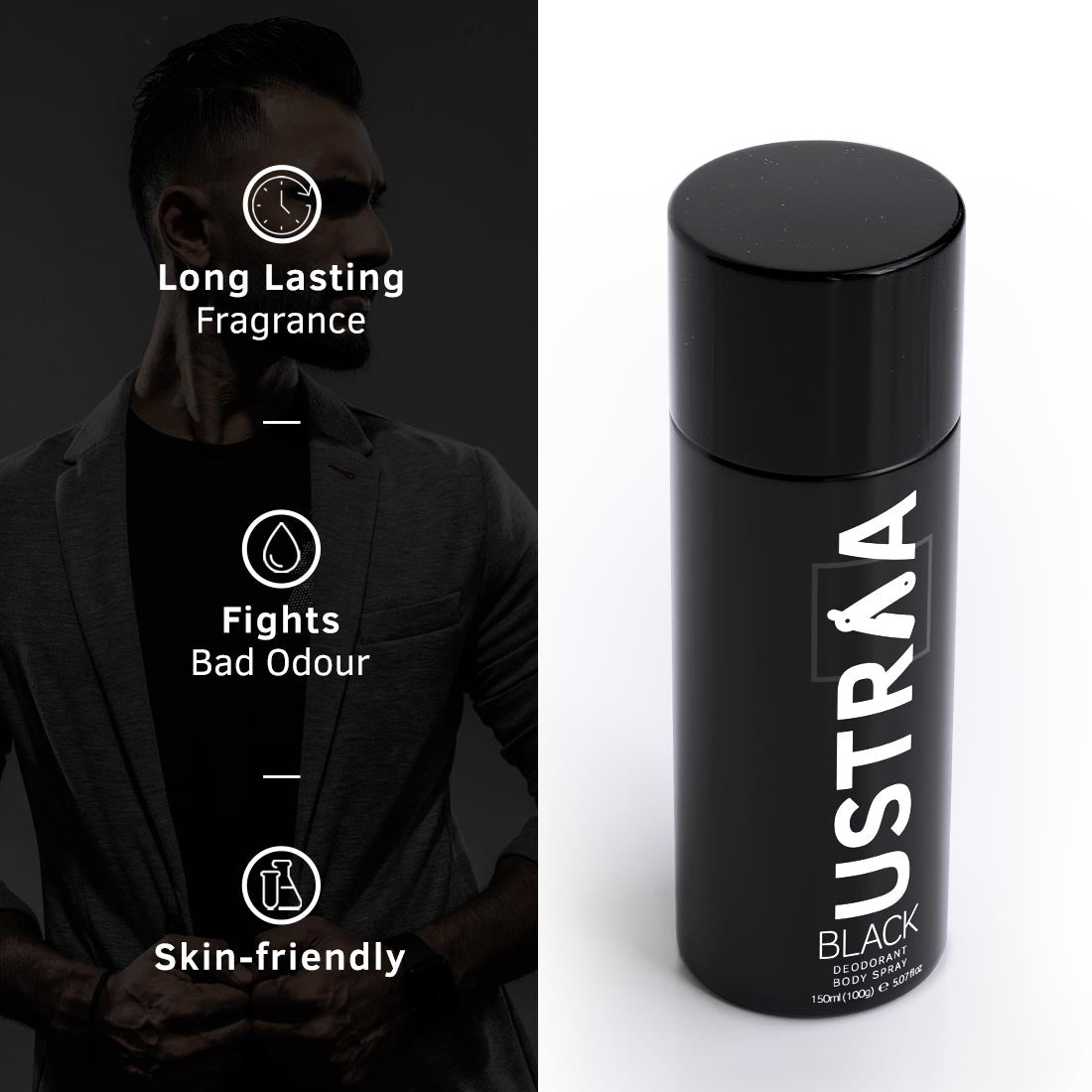 Ustraa O.G. & Black Deodorant Body Spray Combo: Long-Lasting Freshness, Odour Control for Men