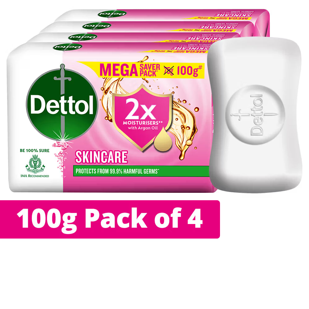 Dettol Skincare Moisturising Beauty Bathing Soap, Argan Oil, 4-Pack