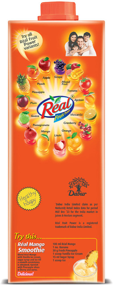 Real Fruit Power Mango Juice Drink 1 Litre Tetra Pack, Rich in Vitamin C