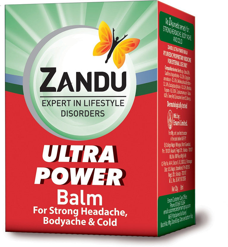 Zandu Ultra Power Balm: Fast Relief for Headaches, Body Aches, Colds