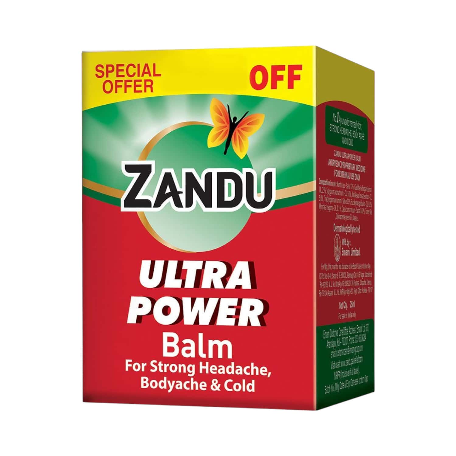 Zandu Ultra Power Balm 25ml: Rapid Relief for Aches, Pains, & Headaches